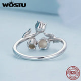925 Silver Lily of the Valley Open Ring Women Party Engagement Jewelry