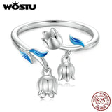 925 Silver Lily of the Valley Open Ring Women Party Engagement Jewelry