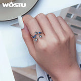 925 Silver Lily of the Valley Open Ring Women Party Engagement Jewelry