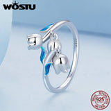 925 Silver Lily of the Valley Open Ring Women Party Engagement Jewelry