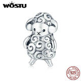 925 Sterling Silver Sheep Bead for Bracelet Charm DIY Jewelry FNC187