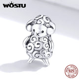 925 Sterling Silver Sheep Bead for Bracelet Charm DIY Jewelry FNC187