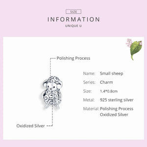 925 Sterling Silver Sheep Bead for Bracelet Charm DIY Jewelry FNC187