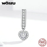 925 Silver Heart Beads Zircon Charms For Bracelet Pendant