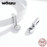 925 Silver Heart Beads Zircon Charms For Bracelet Pendant