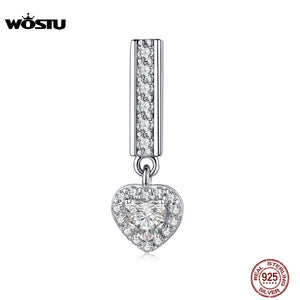 925 Silver Heart Beads Zircon Charms For Bracelet Pendant