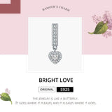 925 Silver Heart Beads Zircon Charms For Bracelet Pendant