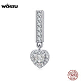 925 Silver Heart Beads Zircon Charms For Bracelet Pendant