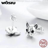 925 Silver French Bulldog Stud Earrings for Women FIE283