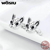 925 Silver French Bulldog Stud Earrings for Women FIE283