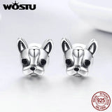 925 Silver French Bulldog Stud Earrings for Women FIE283