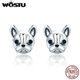 925 Silver French Bulldog Stud Earrings for Women FIE283