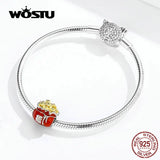 925 Silver Lucky Fortune Bag Beads Red Enamel Charm Bracelet Pendant