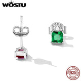 925 Silver Candy Heart Stud Earrings Cube Zircon Jewelry