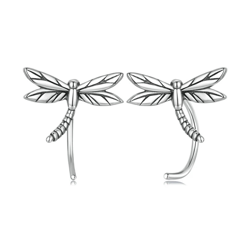 925 Sterling Silver Mini Dragonfly Butterfly Earrings for Women