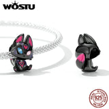 925 Sterling Silver Fox Charm Zircon Animal Bead DIY Jewelry