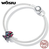 925 Sterling Silver Fox Charm Zircon Animal Bead DIY Jewelry