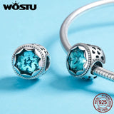 925 Silver Radiant Stars Crystal Charms Beads for DIY Bracelet