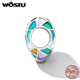 925 Silver Rainbow Church Heart Charms Beads for Women DIY