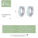 925 Silver Opal Hoop Earrings Wedding Jewelry Gift