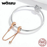 925 Silver Safety Chain Rose Charm for Bracelet