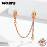 925 Silver Safety Chain Rose Charm for Bracelet