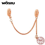 925 Silver Safety Chain Rose Charm for Bracelet