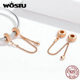 925 Silver Safety Chain Rose Charm for Bracelet