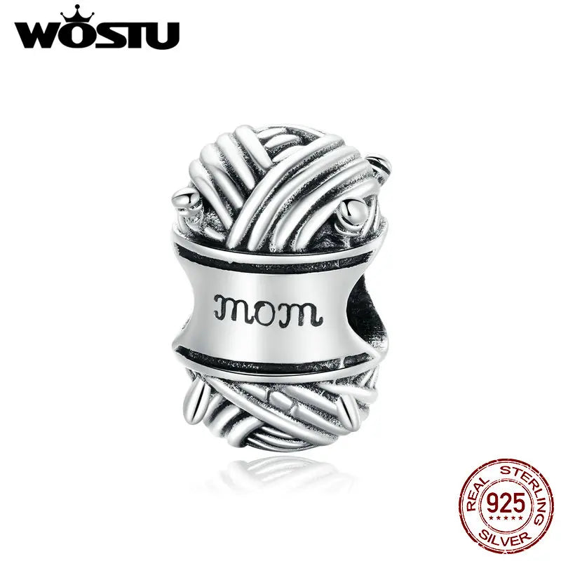 925 Silver Mom Beads Love Charm Pendant CQC1654