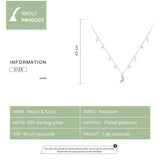 925 Silver Star & Moon Zircon Long Chain Necklace CQN420