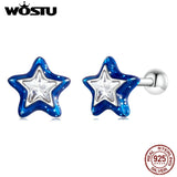 925 Silver Mini Star Stud Earrings Zircon Ear Studs Wedding Jewelry