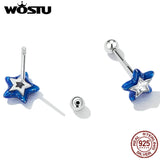 925 Silver Mini Star Stud Earrings Zircon Ear Studs Wedding Jewelry