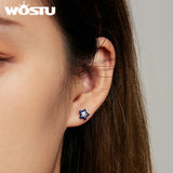 925 Silver Mini Star Stud Earrings Zircon Ear Studs Wedding Jewelry