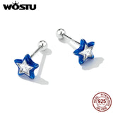 925 Silver Mini Star Stud Earrings Zircon Ear Studs Wedding Jewelry