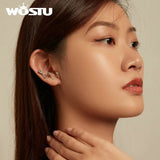 925 Silver Snake Earrings with Zircons Ear Studs for Women
