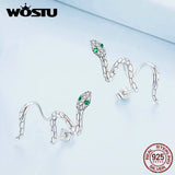 925 Silver Snake Earrings with Zircons Ear Studs for Women