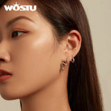 925 Silver Snake Earrings with Zircons Ear Studs for Women