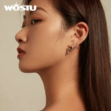925 Silver Snake Earrings with Zircons Ear Studs for Women