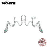 925 Silver Snake Earrings with Zircons Ear Studs for Women