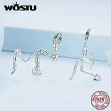 925 Silver Snake Earrings with Zircons Ear Studs for Women