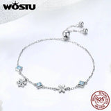 925 Silver Snowflakes Bracelet Snow CZ Link Chain Bracelet for Women CTB001