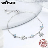 925 Silver Snowflakes Bracelet Snow CZ Link Chain Bracelet for Women CTB001