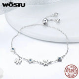 925 Silver Snowflakes Bracelet Snow CZ Link Chain Bracelet for Women CTB001