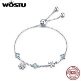 925 Silver Snowflakes Bracelet Snow CZ Link Chain Bracelet for Women CTB001