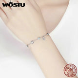 925 Silver Snowflakes Bracelet Snow CZ Link Chain Bracelet for Women CTB001