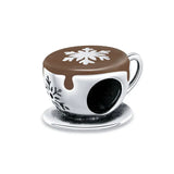 925 Sterling Silver Snowflakes Fairy Charm Coffee Cup Bead Pendant