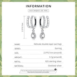 925 Silver Square CZ Dangle Earrings Wedding Party Jewelry