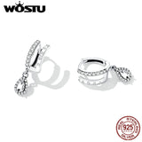 925 Silver Square CZ Dangle Earrings Wedding Party Jewelry