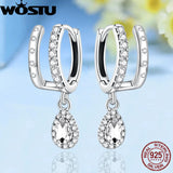 925 Silver Square CZ Dangle Earrings Wedding Party Jewelry