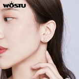 925 Silver Star Moon Stud Earrings Rose Opal Small Earrings CQE691